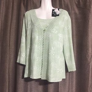 Once Again petite PL sage Blouse